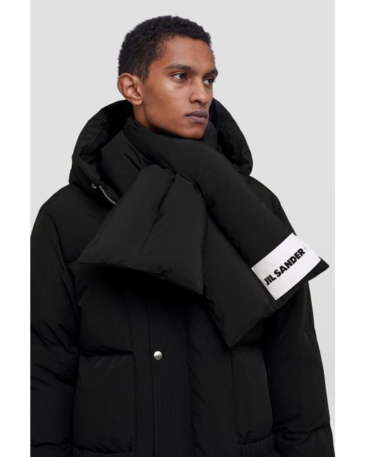 Jil Sander Black Logo-Patch Padded Scarf for men