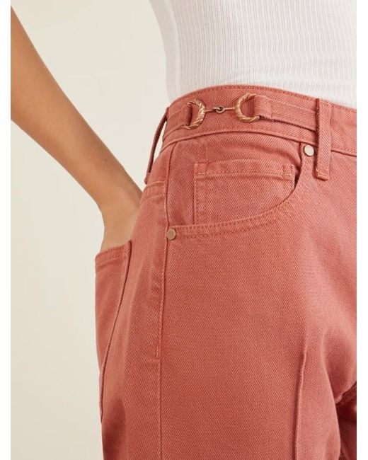 Ulla Johnson Red High-Waisted Straight Leg Jeans