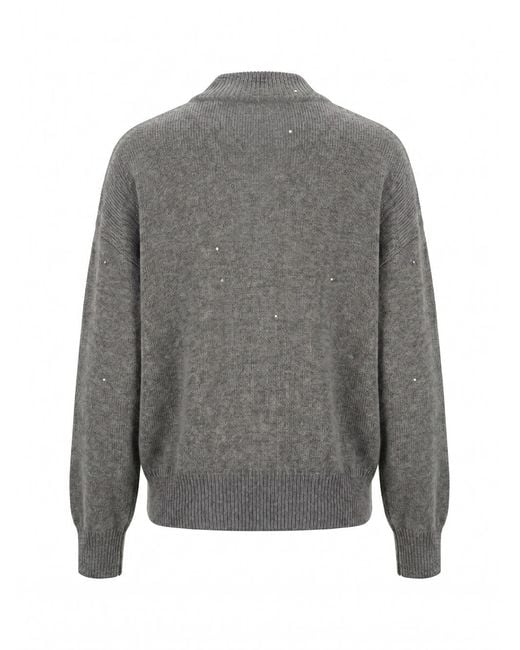 Brunello Cucinelli Gray Long-Sleeved Crewneck Cardigan