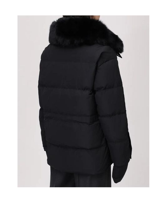Yves Salomon Black Quilted Down Jacket