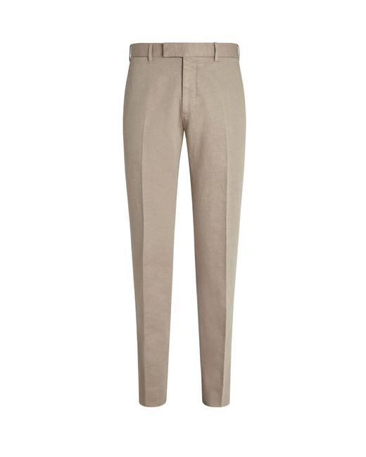 Zegna Natural Tapered Chino Trousers for men