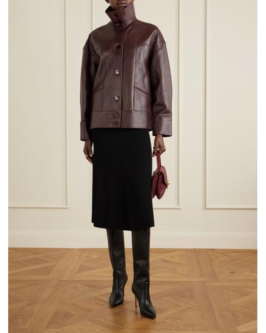 Galvan Brown Cropped Leather Jacket