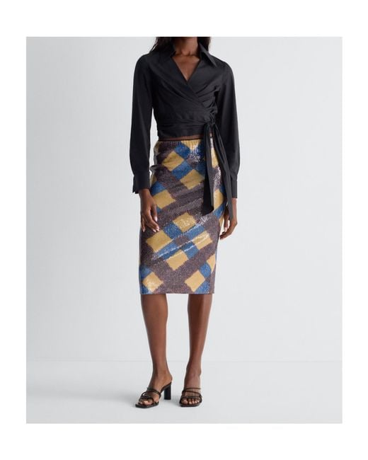 Diane von Furstenberg Blue Bianca Sequin Skirt