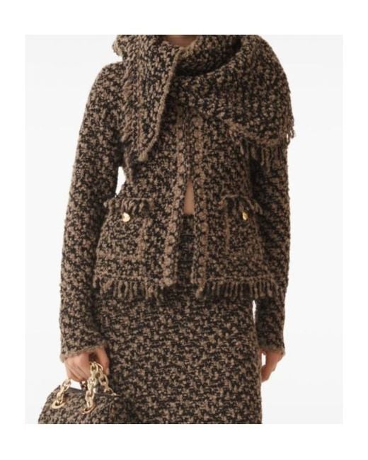 Fabiana Filippi Brown Fringed Tweed Jacket