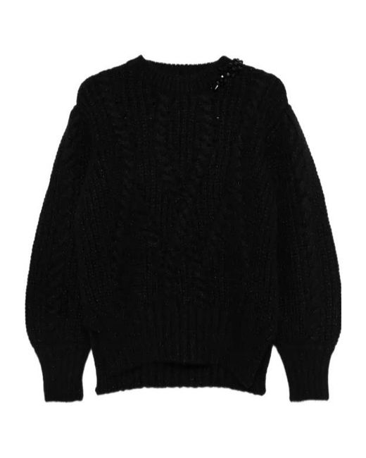 Simone Rocha Black Embellished Cable-Knit Sweater
