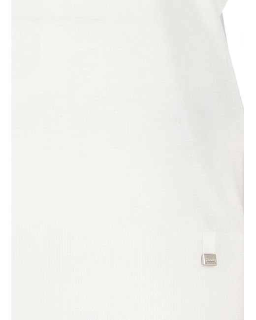 Herno White V-Neck Fine-Knit T-Shirt