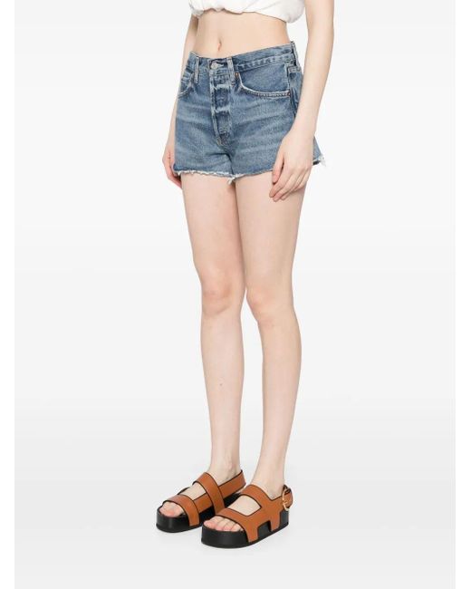 Agolde Blue Denim Shorts With Belt Loops