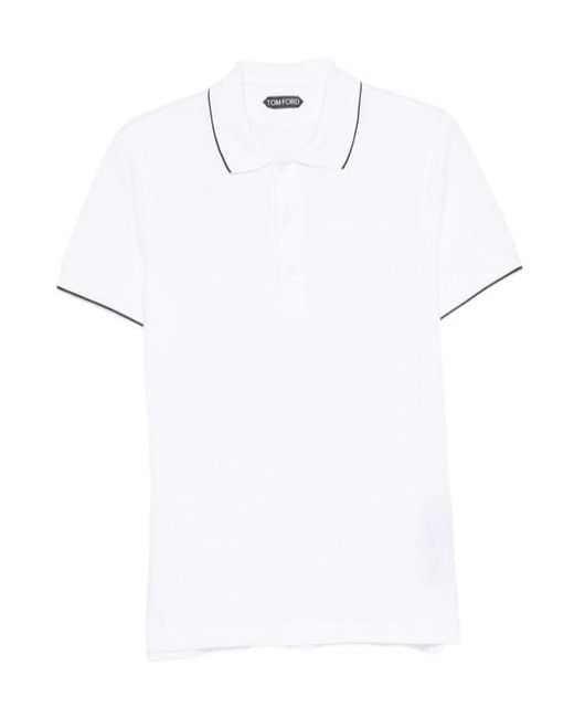 Tom Ford White Tipping-Detail Short-Sleeve Polo Shirt for men