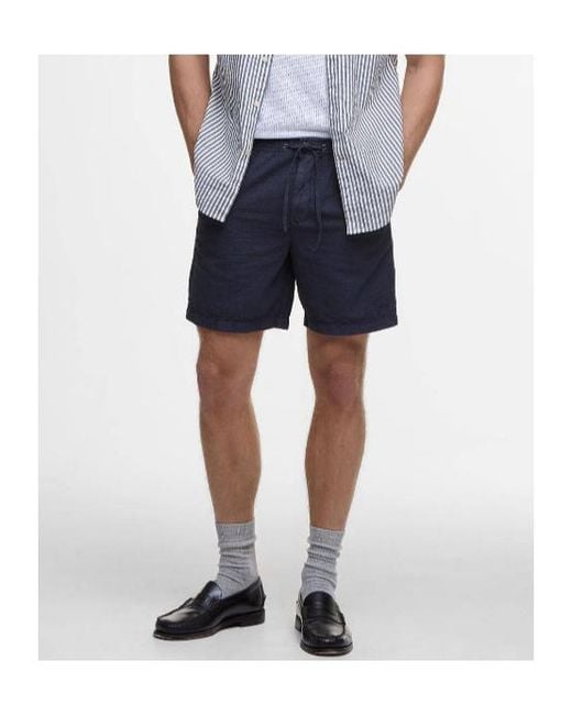 Barbour Blue Seersucker Drawstring Shorts for men