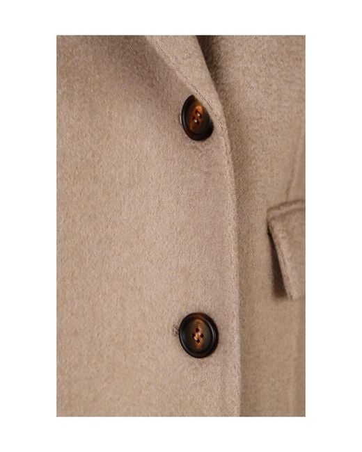 Brunello Cucinelli Natural Double-Breasted Cashmere Coat