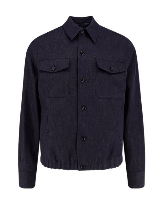 Lardini Blue Button Pocket Cotton Jacket for men