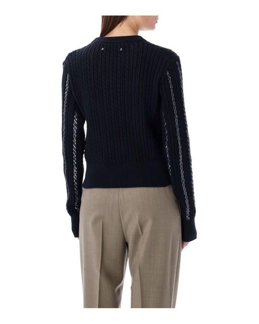 Golden Goose Deluxe Brand Blue Sequin Embellished Cable-Knit Jumper