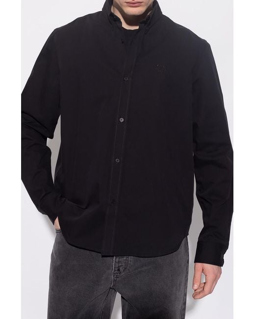KENZO Blue Tiger-Embroidered Shirt for men