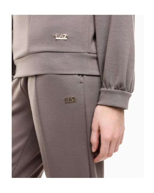 EA7 Gray Core Lady Logo-Plaque Tracksuit
