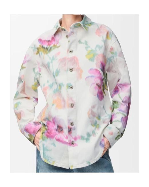 Loewe White Floral Printed Long-Sleeved Shirt