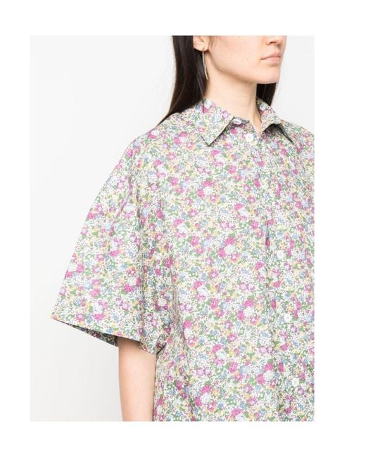 A.P.C. White Judith Floral-Print Shirt Dress