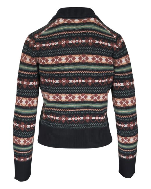 Vince Black Patterned Collar Sweater