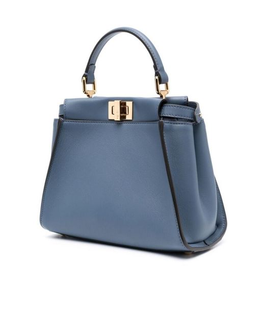 Fendi Blue Peekaboo Mini Shoulder Bag