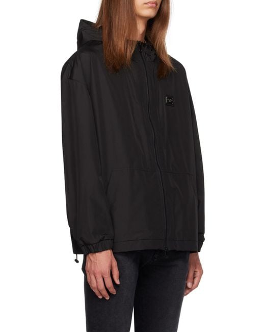 Dolce & Gabbana Black Zippered Hooded Casual Jacket for men