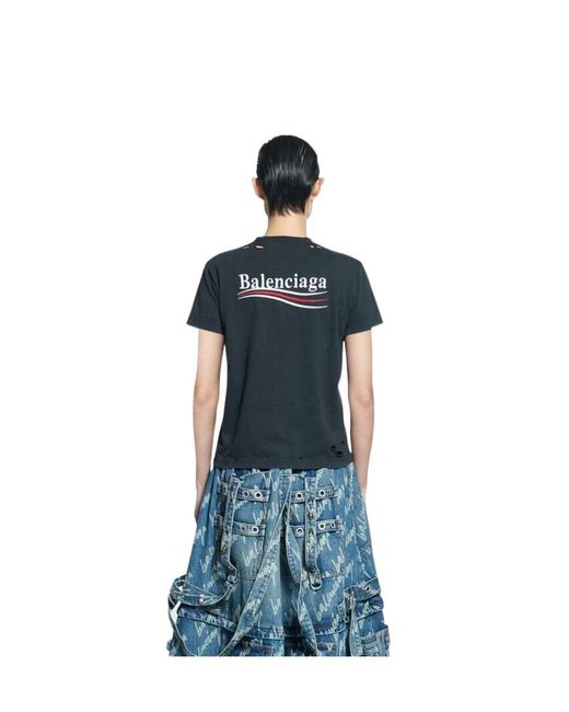 Balenciaga Blue T-Shirt Political Campaign Small Fit Da Donna