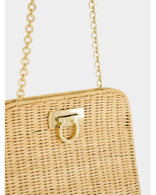 Ferragamo Metallic Diana Clutch (S)