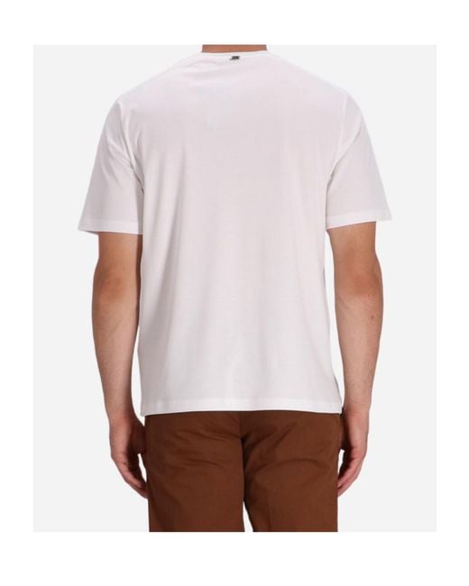 Herno White Pocket-Detail Shoulder-Panel T-Shirt for men