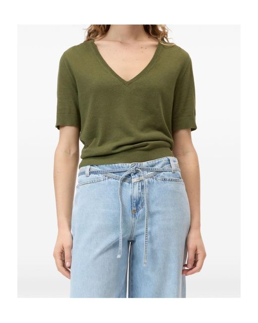 Closed Green V-Neck Short-Sleeve Knitted Top