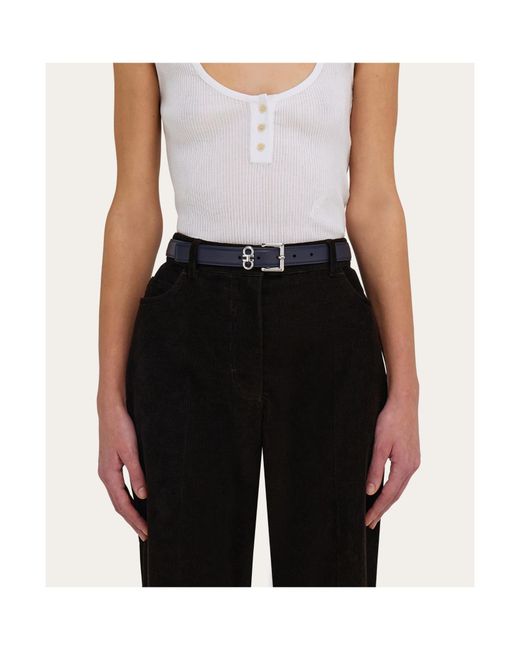 Ferragamo White Ferragamo Donna H 25 Logo Buckle Belt