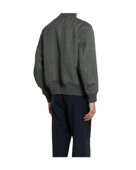 Gucci Gray Herringbone Mouliné Bomber Jacket for men