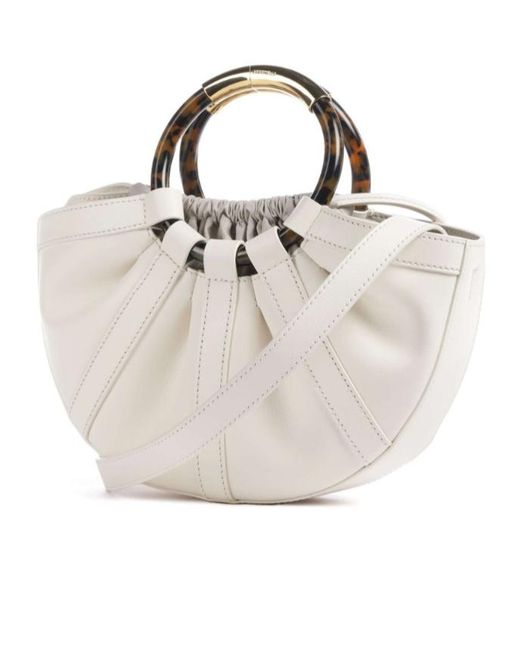 Coccinelle White Ring-Handle Bucket Bag