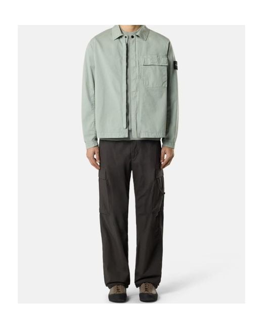 Stone Island Green Compass Badge Overshirt for men