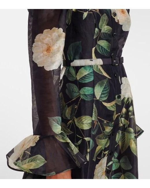 Leo Black Katrina Floral Linen-Blend Midi Dress