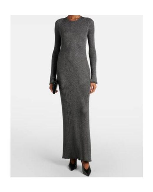 Proenza Schouler Gray Joni Ribbed-Knit Lamé Maxi Dress