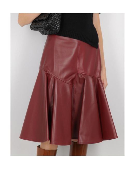 Bottega Veneta Purple Pleated Leather Skirt