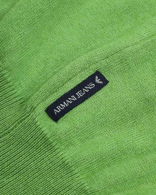 Armani Jeans Green Round Neck Patch Pullover for men