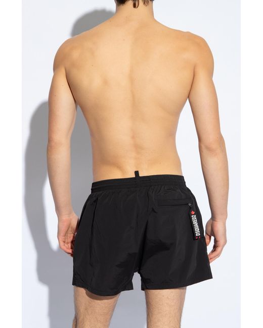 DSquared² Black Logo Swimming Trunks for men