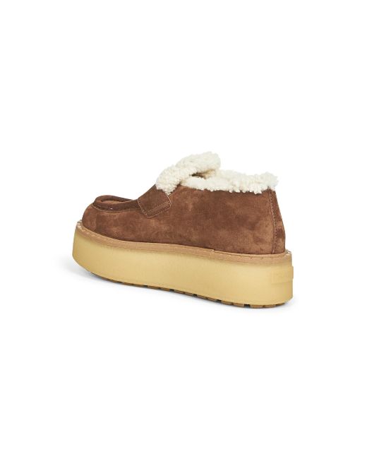Prada Brown Triangle-Logo Round-Toe Loafers