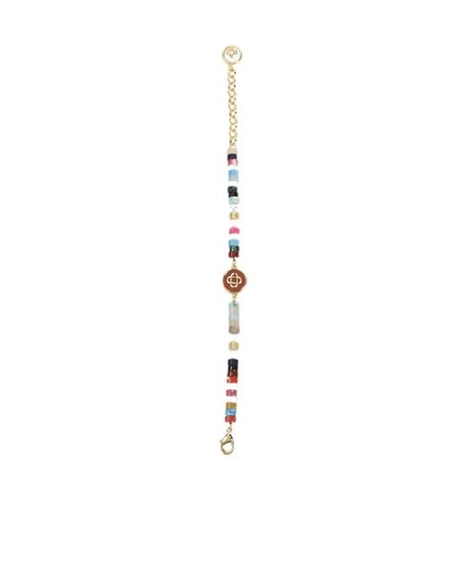 Casablanca White Logo Beaded Bracelet for men