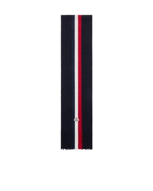 Moncler Logo Patch Fringe Detailed Scarf in Blue for Men | Lyst
