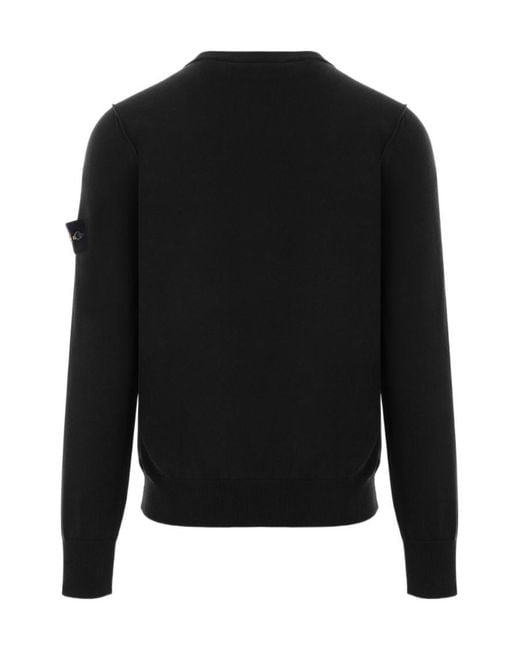 Stone Island Black Compass Patch Crewneck Jumper for men