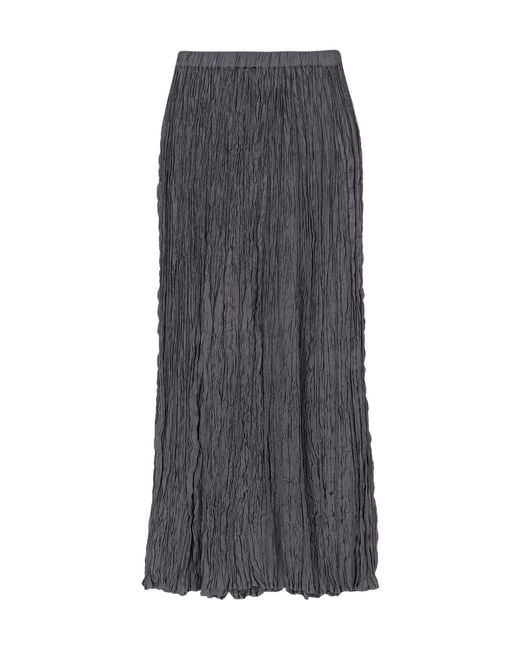 Alysi Gray Crinkled Maxi Skirt