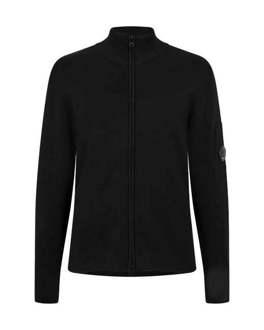 C P Company Black Mock-Neck Knit Jacket for men