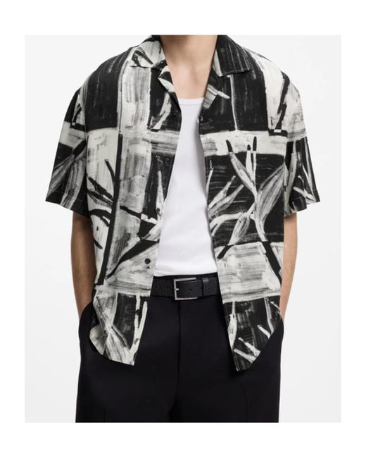 Boss Black Floral-Print Short-Sleeve Shirt for men