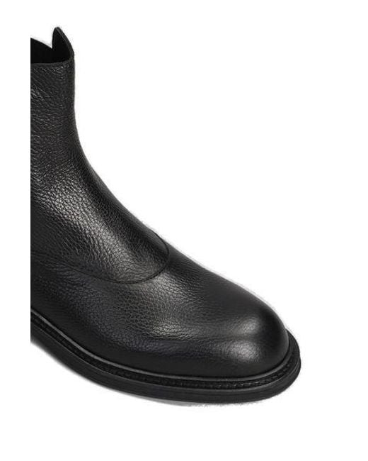 Emporio Armani Black Round-Toe Ankle Boots for men