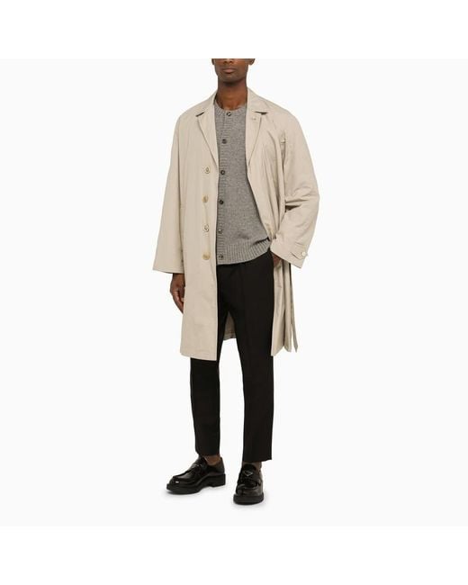 Prada Natural Long-Sleeved Belted Coat for men