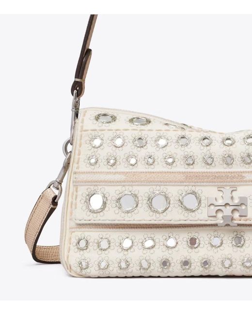 Tory Burch Metallic Small Charlie Embellished Shoulder Bag