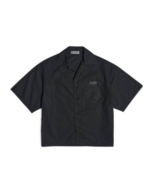 Balenciaga Black Sketchy Bowling Short Sleeve Shirt for men