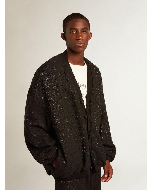 Golden Goose Deluxe Brand Black Sequin-Embellished Buttoned Cardigan for men