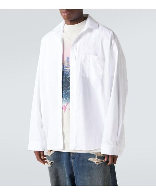 Balenciaga White Layered Cotton Jersey And Poplin Shirt for men