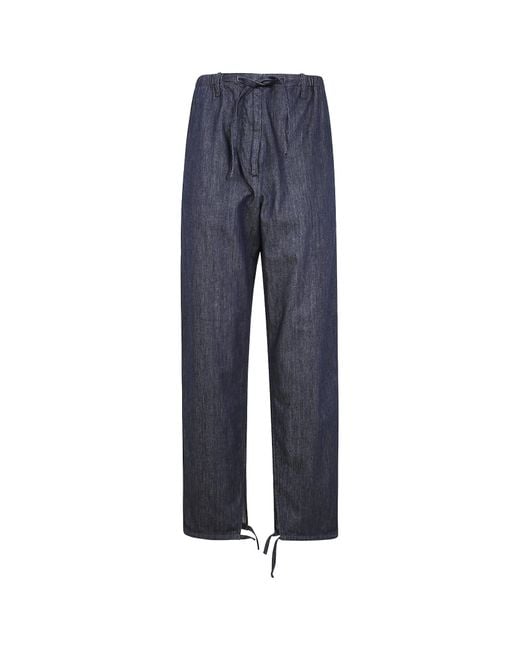 Dries Van Noten Blue Drawstring Casual Pants